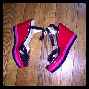 Color Block Patent Wedge